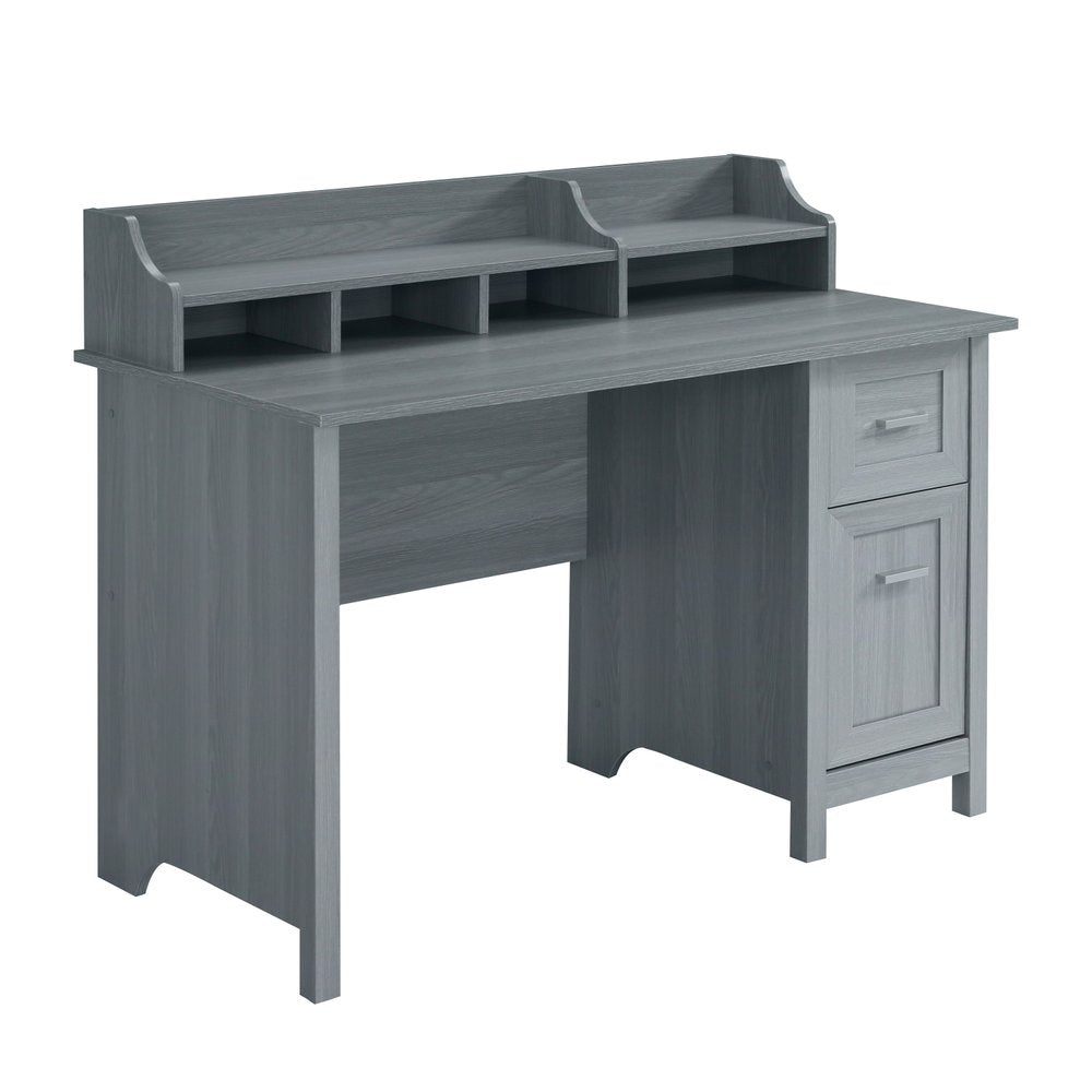 47" Gray Wood Pedestal Writing Desk
