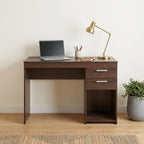 48" Espresso Wood Pedestal Computer Desk With Two Drawers