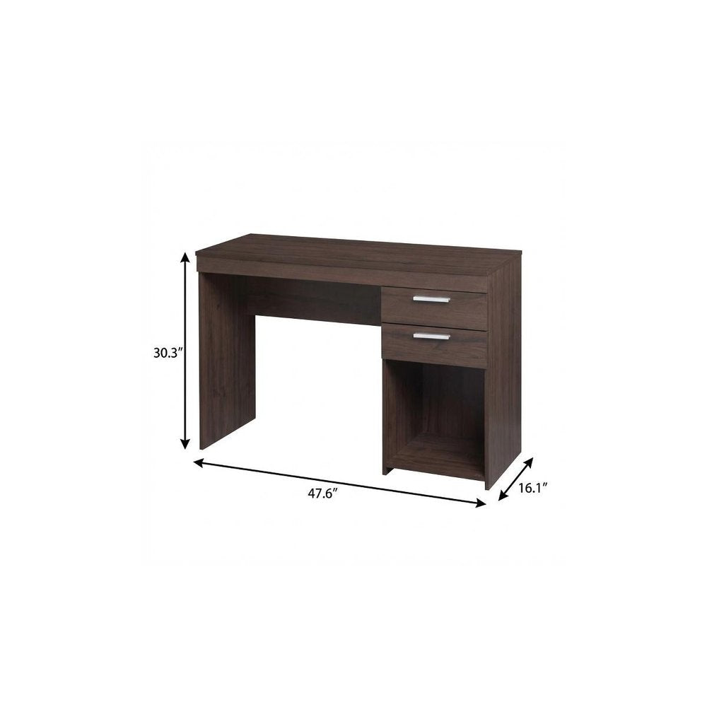 48" Espresso Wood Pedestal Computer Desk With Two Drawers