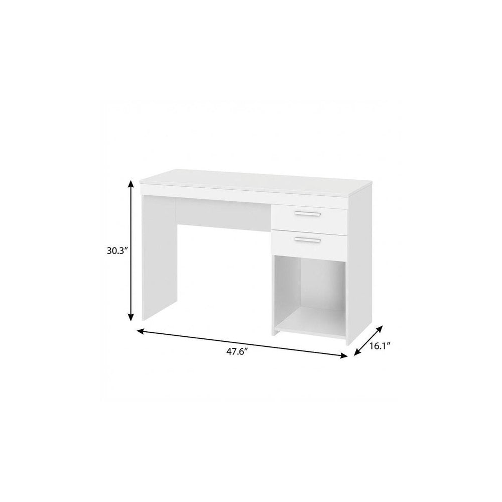 48" White Wood Pedestal Computer Desk With Two Drawers