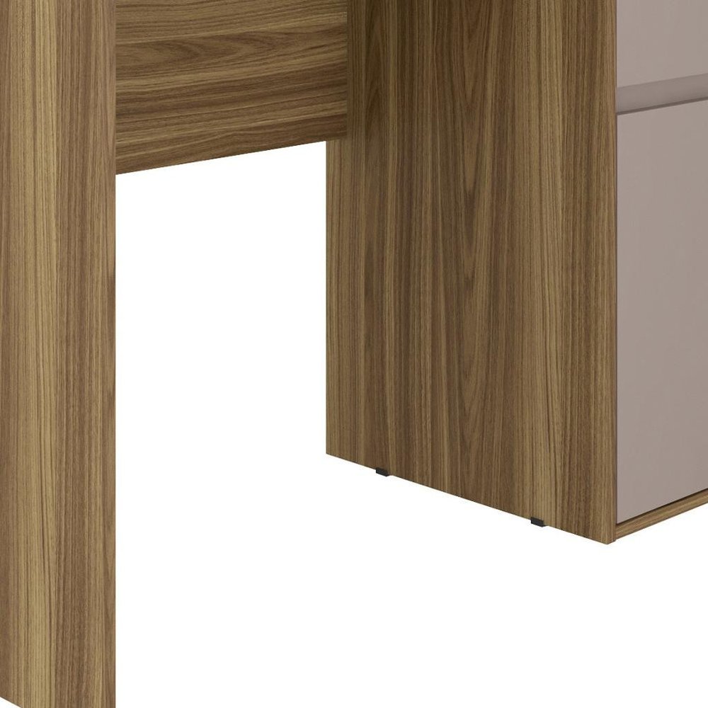 43" Walnut and Gray Wood Pedestal Computer Desk