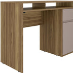 43" Walnut and Gray Wood Pedestal Computer Desk