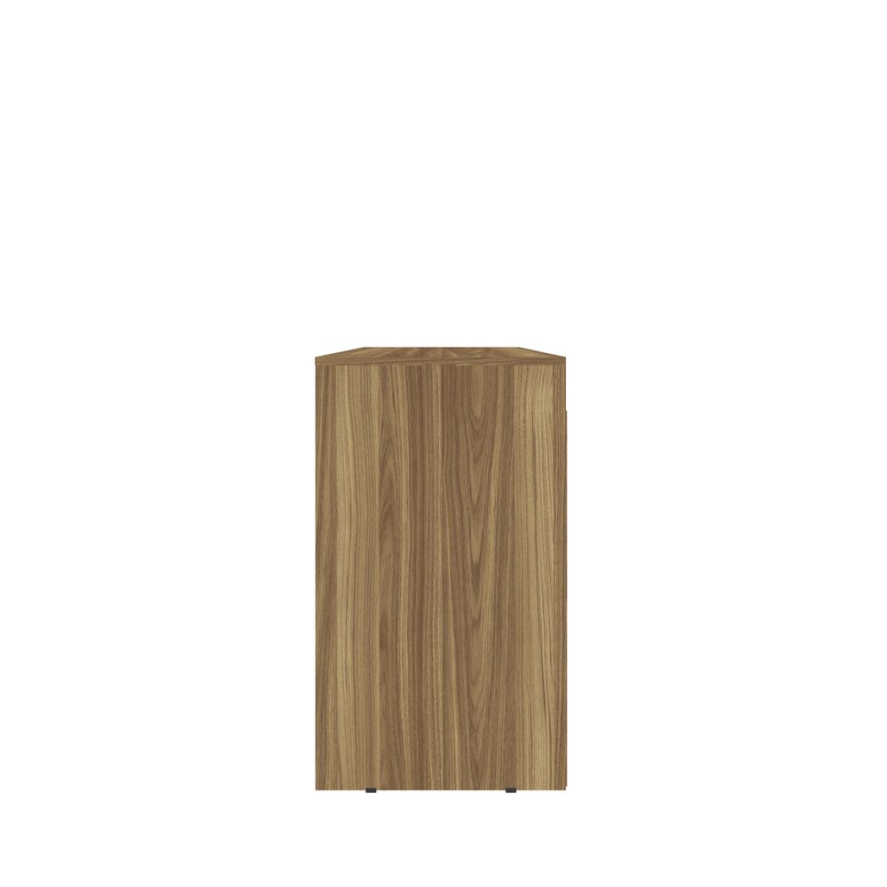 43" Walnut and Gray Wood Pedestal Computer Desk