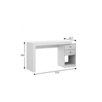 58" White Wood Pedestal Writing Desk With Two Drawers