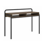 46" Walnut and Black Wood and Steel Writing Desk