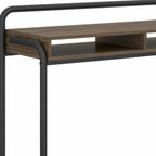 46" Walnut and Black Wood and Steel Writing Desk