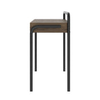 46" Walnut and Black Wood and Steel Writing Desk