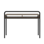 46" Walnut and Black Wood and Steel Writing Desk