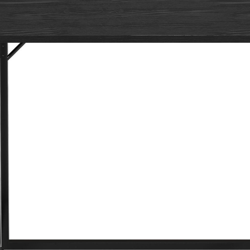 32" Black Wood and Steel Folding Writing Desk