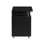 57" Black and Gold Wood and Steel Pedestal Executive Desk With Three Drawers