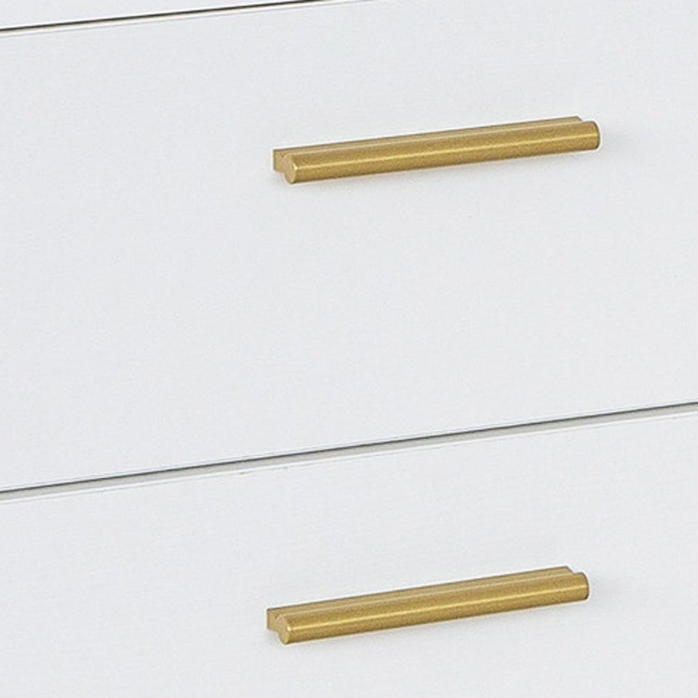 51" White and Gold Wood and Steel Pedestal Executive Desk With Two Drawers