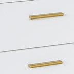 51" White and Gold Wood and Steel Pedestal Executive Desk With Two Drawers