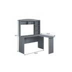 49" Gray Wood L Shape Computer Desk With Hutch
