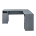 60" Gray Wood L Shape Pedestal Computer Desk With Two Drawers