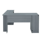 60" Gray Wood L Shape Pedestal Computer Desk With Two Drawers