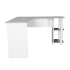 54" White And Gray Wood L Shape Computer Desk