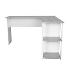 54" White And Gray Wood L Shape Computer Desk