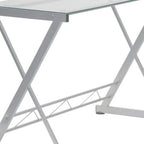 62" Clear Glass and Steel L Shape Computer Desk