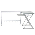 62" Clear Glass and Steel L Shape Computer Desk