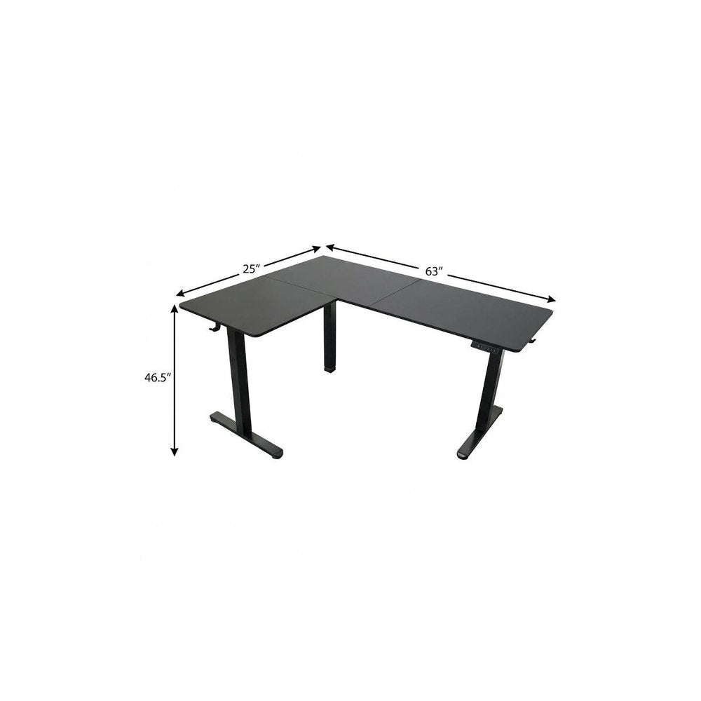 Adjustable Black Wood and Steel L Shape Standing Desk