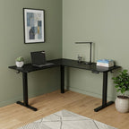 Adjustable Black Wood and Steel L Shape Standing Desk
