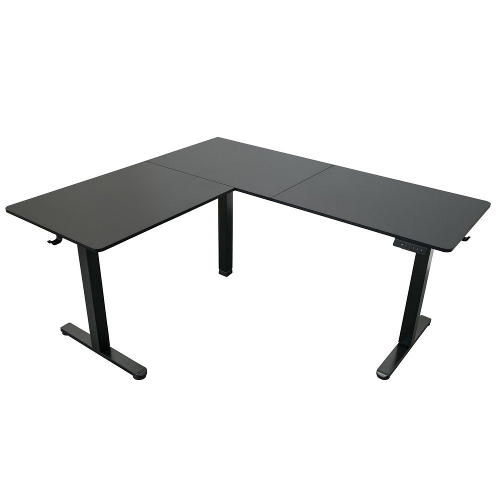 Adjustable Black Wood and Steel L Shape Standing Desk