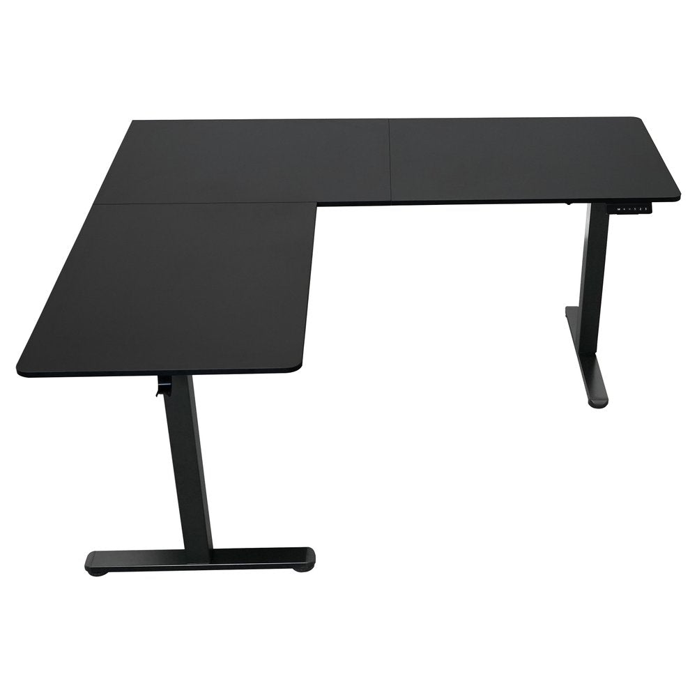 Adjustable Black Wood and Steel L Shape Standing Desk
