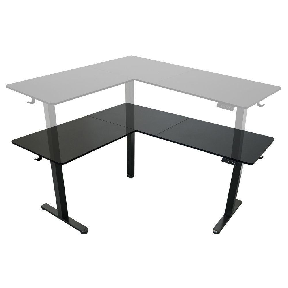 Adjustable Black Wood and Steel L Shape Standing Desk