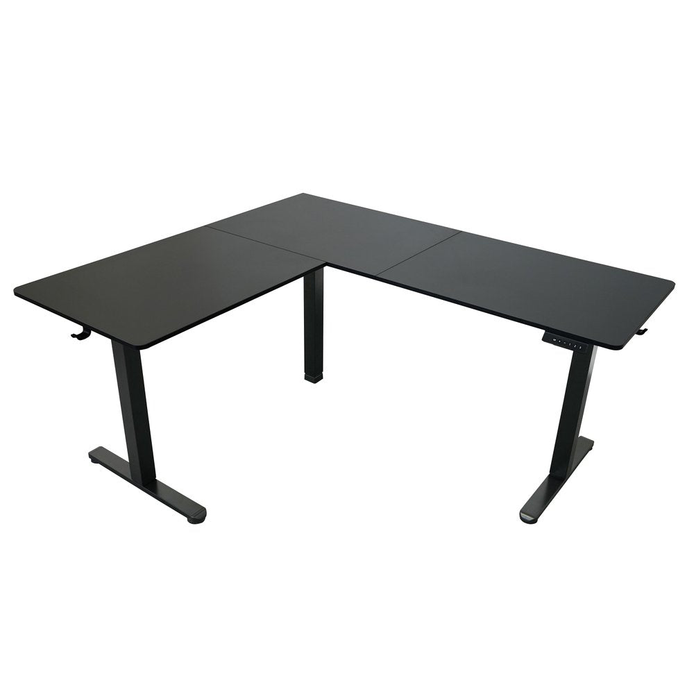 Adjustable Black Wood and Steel L Shape Standing Desk