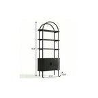 71" Black Wood Four Tier Arched Etagere Bookcase with Two Doors