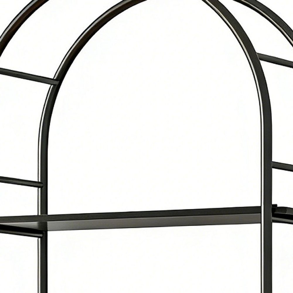 72" Black Metal And Wood Adjustable Three Tier Etagere Bookcase