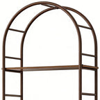 72" Brown Metal And Wood Adjustable Three Tier Etagere Bookcase