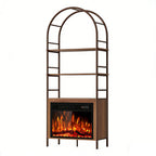 72" Brown Metal And Wood Adjustable Three Tier Etagere Bookcase
