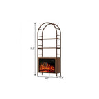 72" Brown Metal And Wood Adjustable Three Tier Etagere Bookcase