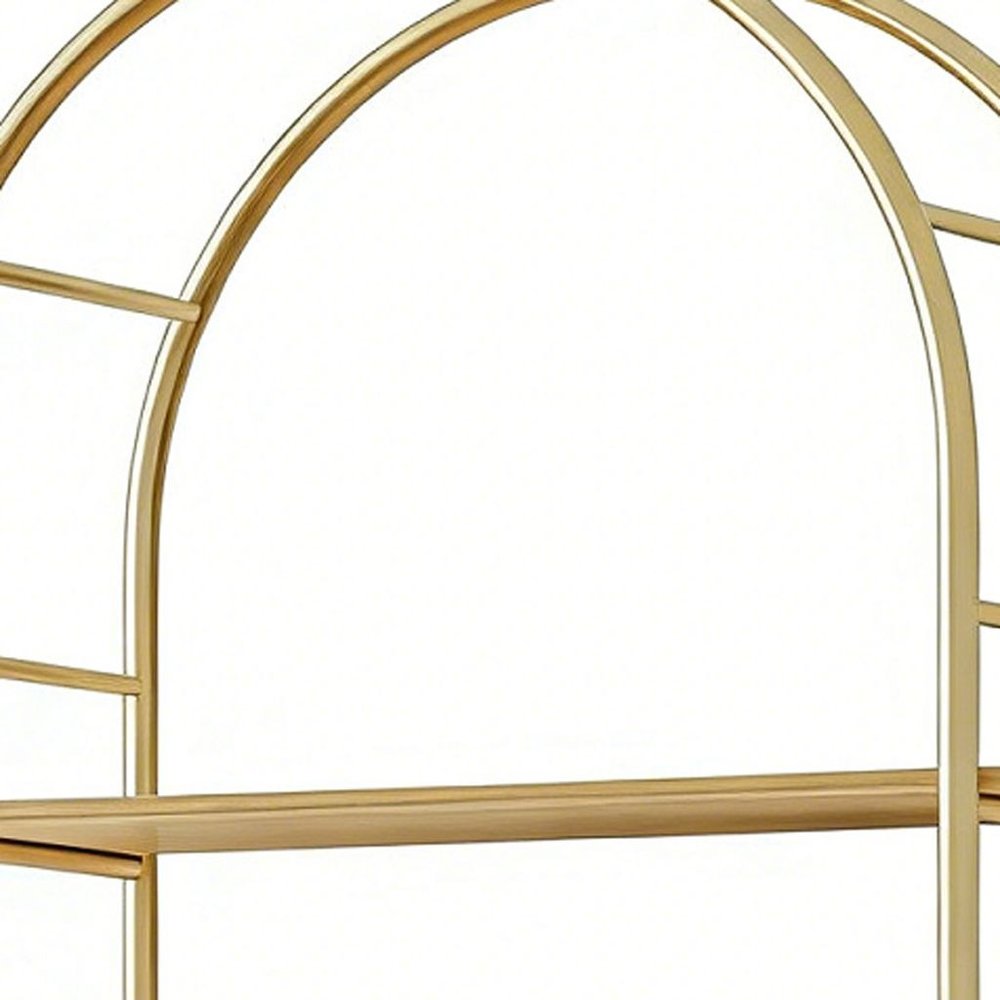 72" White Metal And Wood Adjustable Three Tier Etagere Bookcase