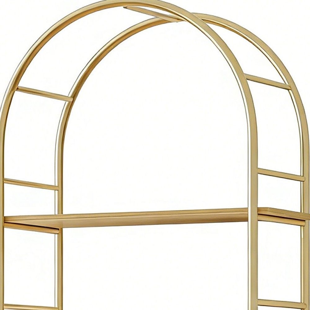 72" White Metal And Wood Adjustable Three Tier Etagere Bookcase