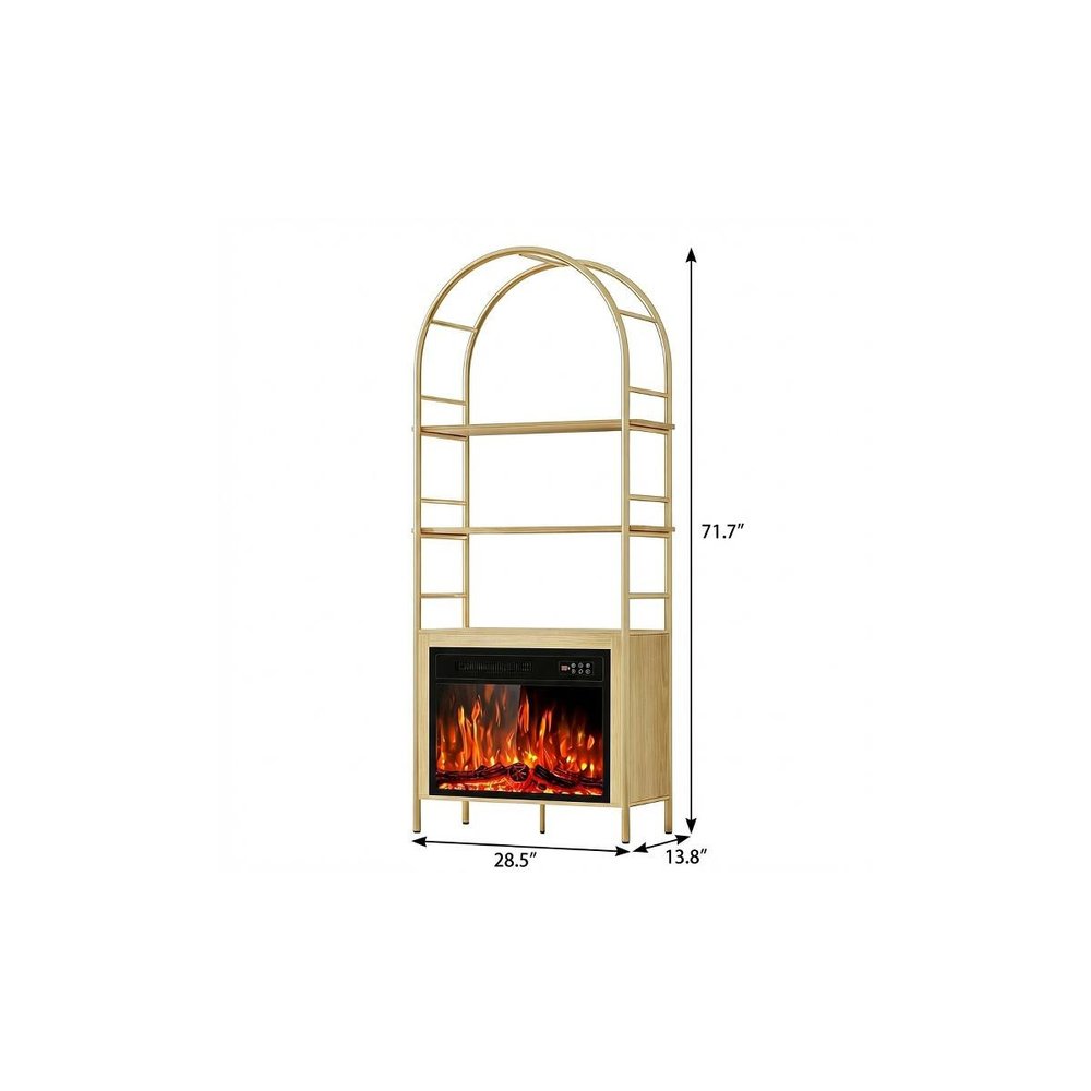 72" White Metal And Wood Adjustable Three Tier Etagere Bookcase