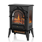 15" Black Ornate Carved Scrollwork Glass And Metal With Storage Electric Fireplace With Mantle