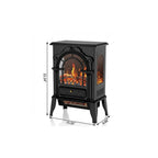 15" Black Ornate Carved Scrollwork Glass And Metal With Storage Electric Fireplace With Mantle