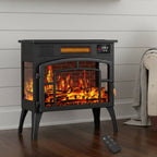 23" Black Steel Electric Fireplace With Mantle