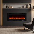 36" Black Metal Electric Fireplace