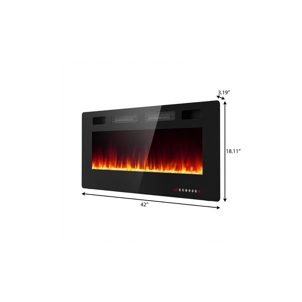 42" Black Metal Electric Fireplace