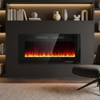 42" Black Metal Electric Fireplace