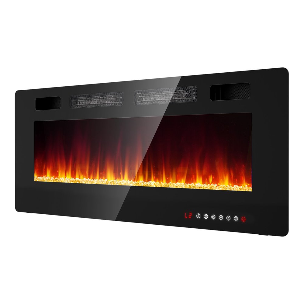 50" Black Metal Electric Fireplace