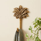 4" Antiqued Gold Cast Iron Palm Tree Wall Hook