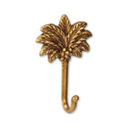 4" Antiqued Gold Cast Iron Palm Tree Wall Hook
