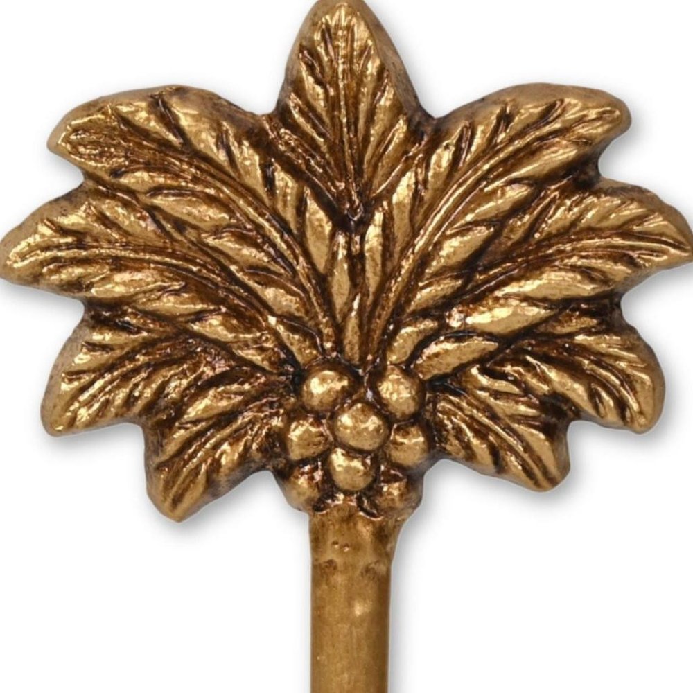 4" Antiqued Gold Cast Iron Palm Tree Wall Hook