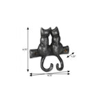 Two Hook 5" Black Cast Iron Cats Wall Hook