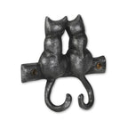 Two Hook 5" Black Cast Iron Cats Wall Hook