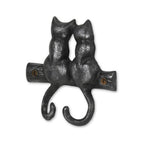 Two Hook 5" Black Cast Iron Cats Wall Hook